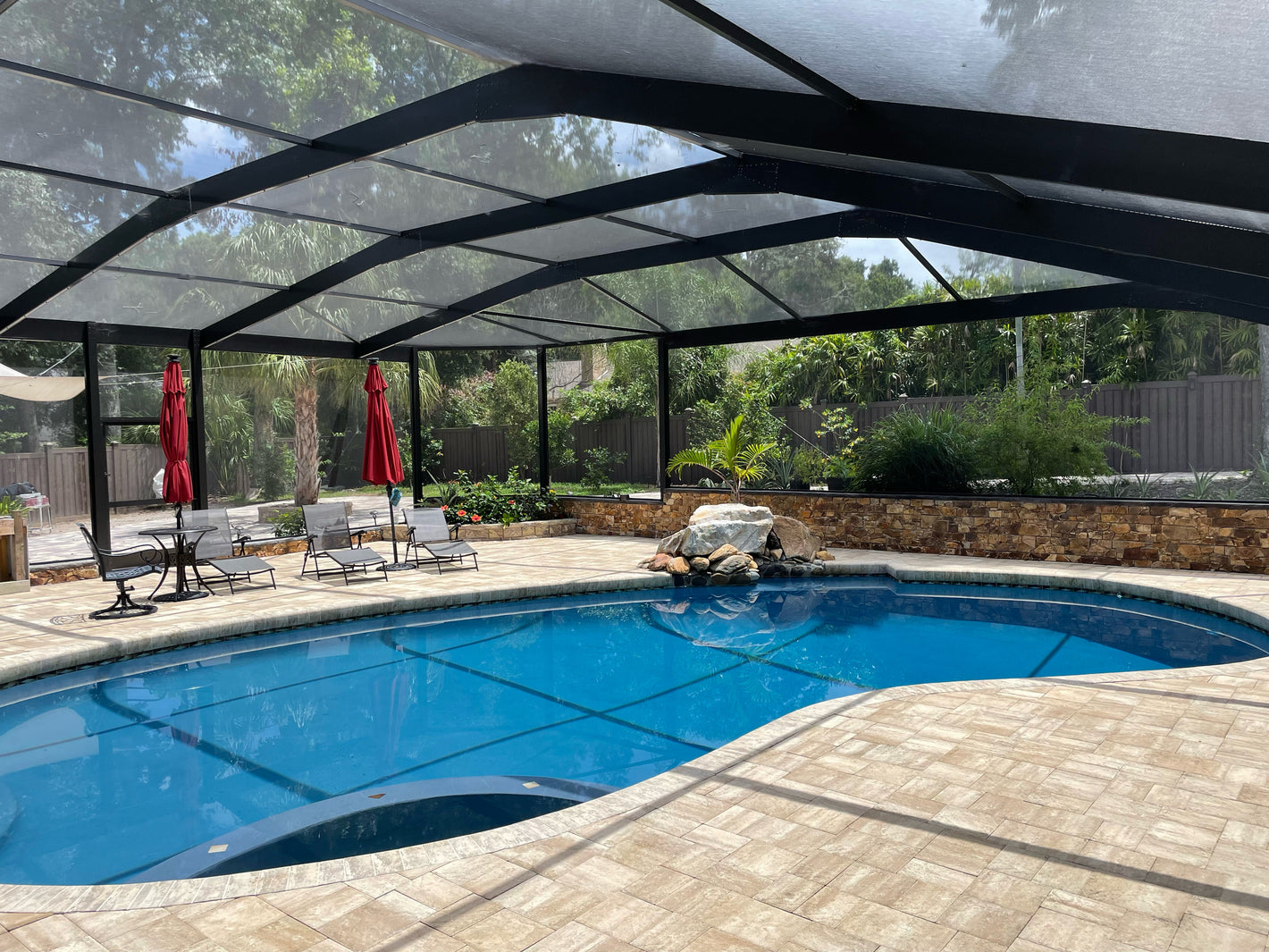 Ultimate Pool Remodel Ecofinish Pool Paver Pool Deck Waterfall Feature