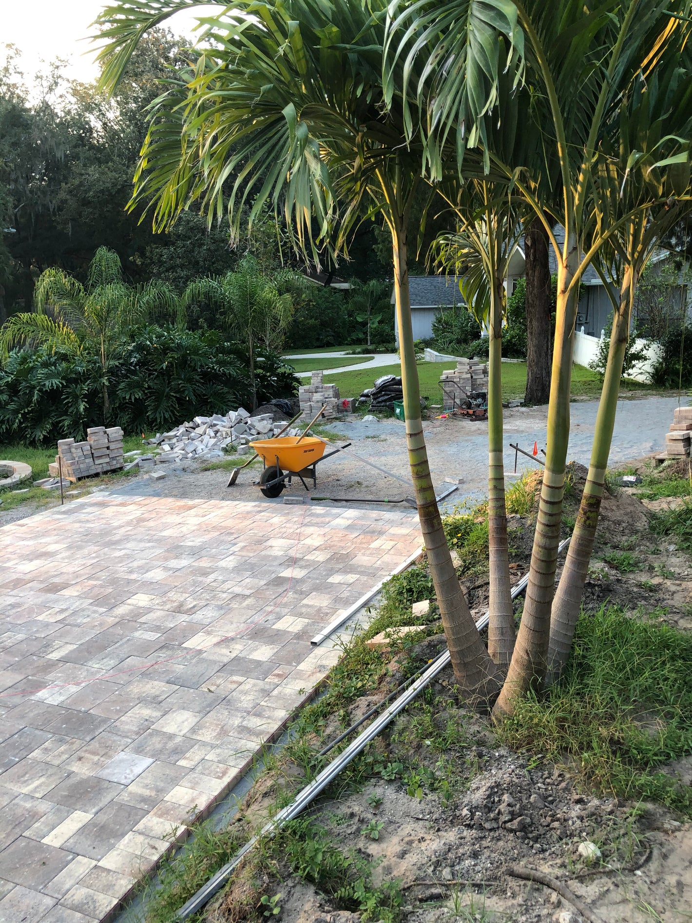 Photo of pathway during paver installation