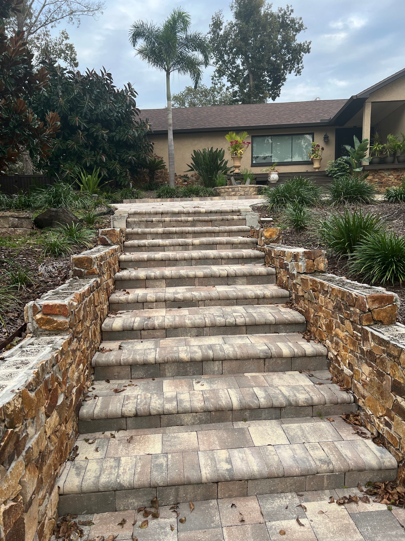 Paver steps leading up to house